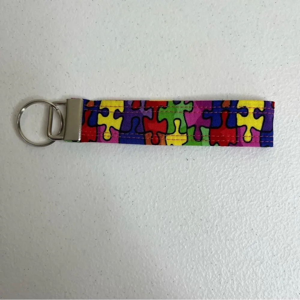 Handmade Retreat Cosmetic Bag Keychain Autism Puzzle Piece Set New Zipper Pouch